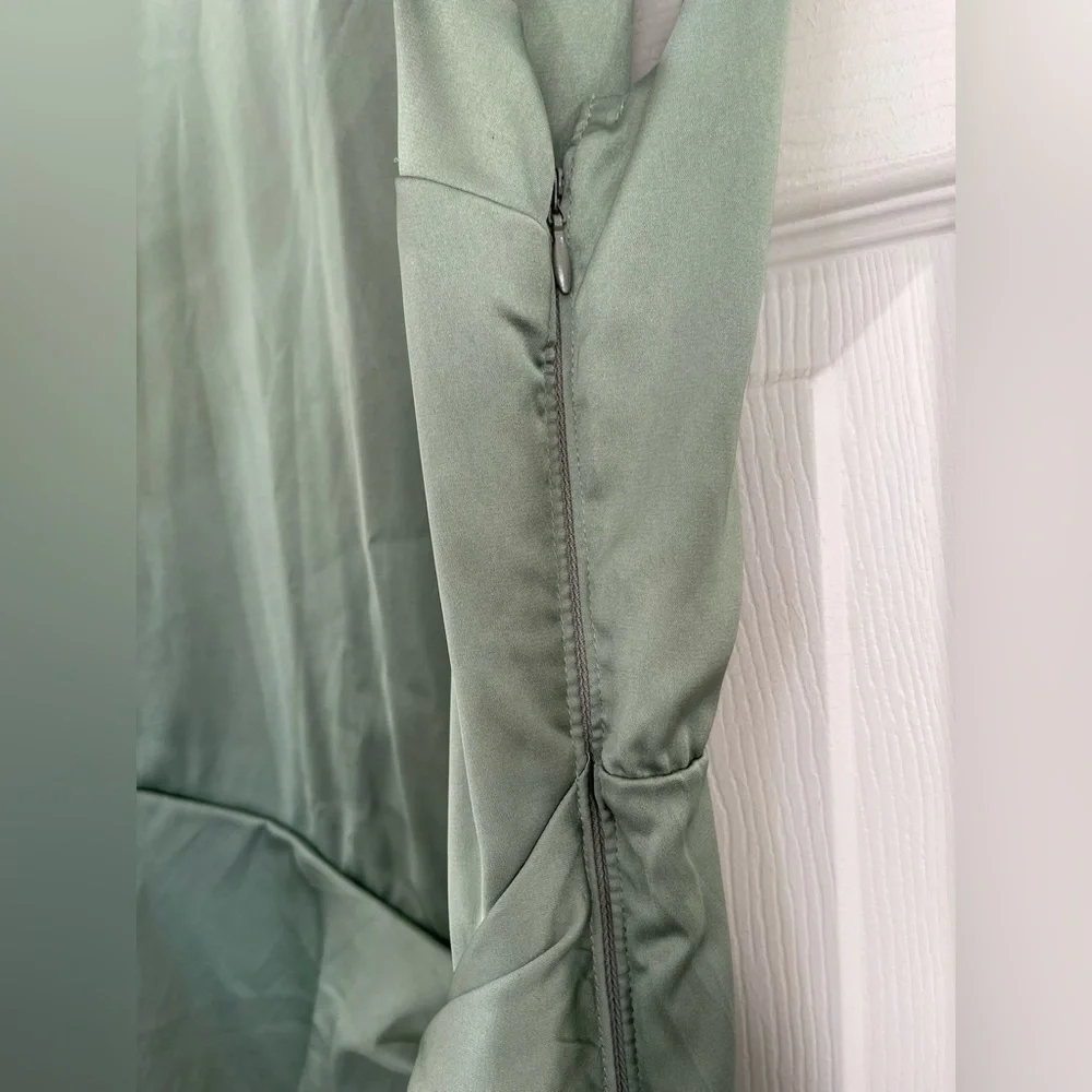 Abercrombie & Fitch Sage Green Satin Slip Dress Size M Tall